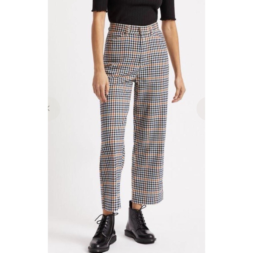 BRIXTON High Waisted Pantalon Sz 26 Thurston Plaid Check Trousers Pants Autumn